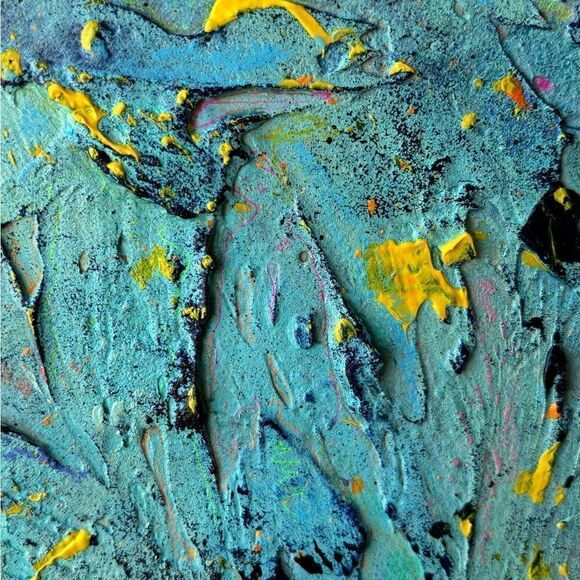 Abstract Art Acrylic Blue Yellow Painting 16*20 on canvas Wall Art - Picture 7 of 8